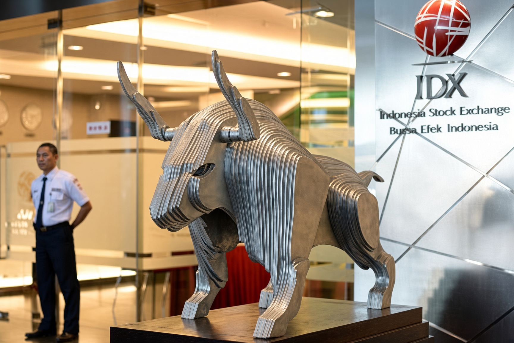 Bull statue at the Indonesia Stock Exchange